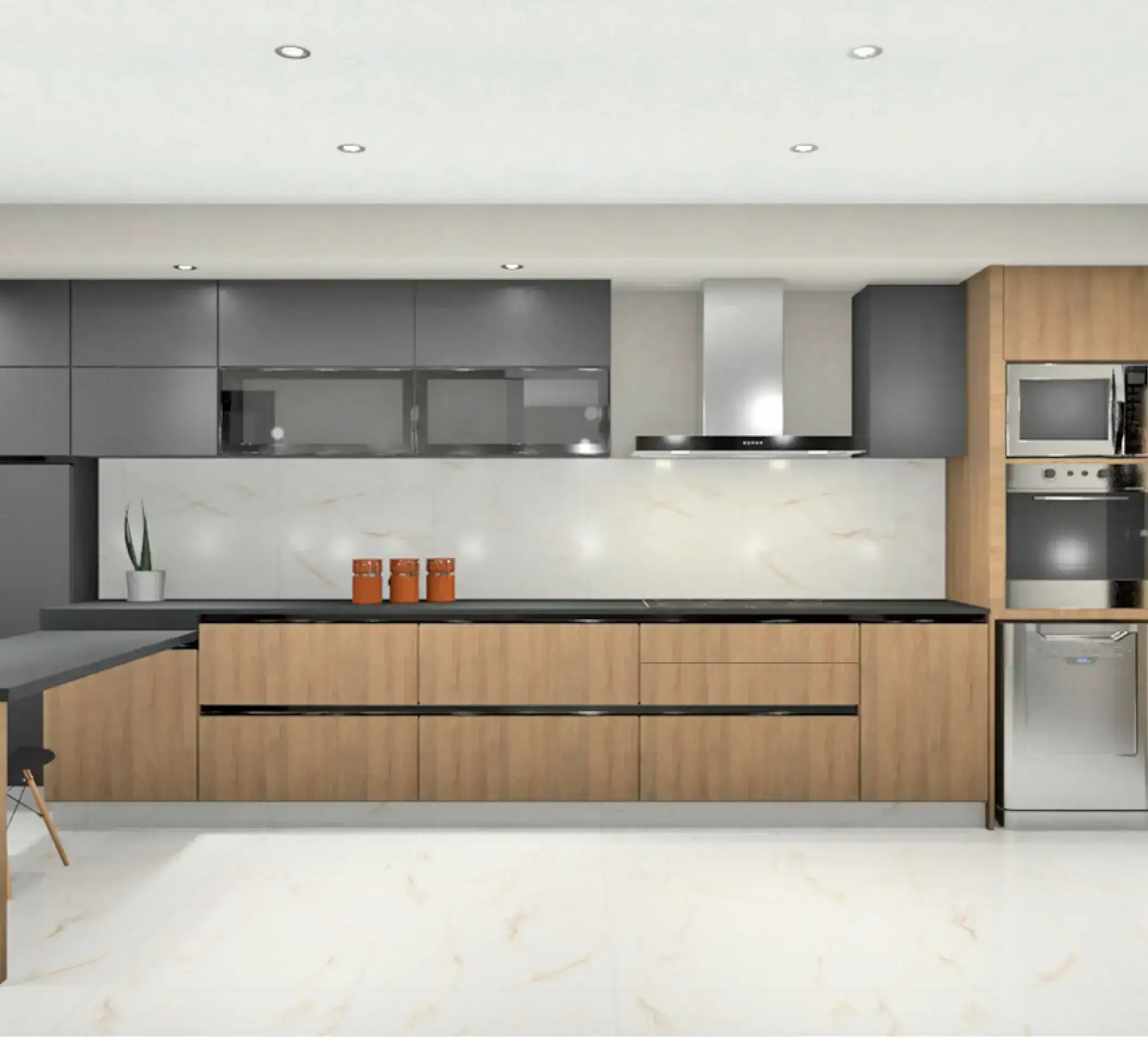 Imagen renderizada de mobiliario para cocina